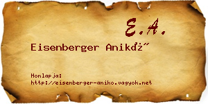 Eisenberger Anikó névjegykártya